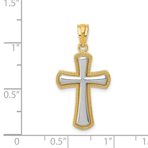 14k Rhodium Polished Cross | K5446