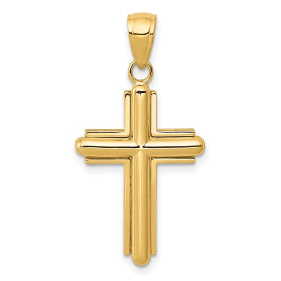 14K Gold Polished Beveled Cross