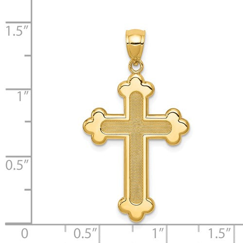 14K Satin and Polished Budded Cross