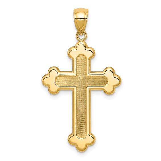 14K Satin and Polished Budded Cross