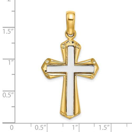 14K Two-tone Polished Cross