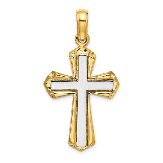 14K Two-tone Polished Cross