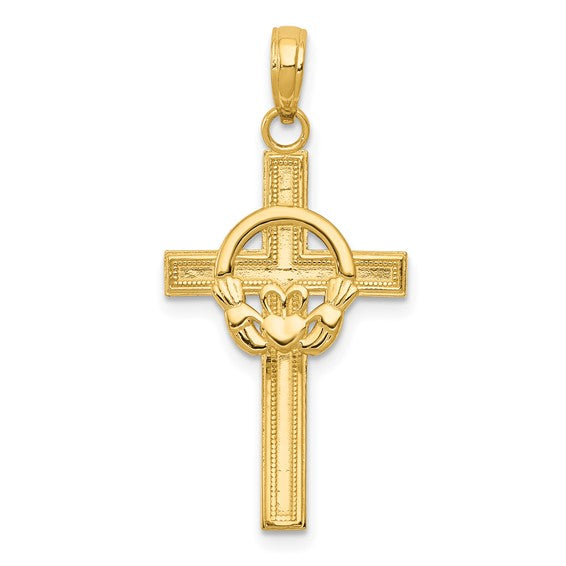 14k Polished Claddagh Cross | M1338