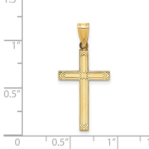 14k Solid Laser Etched Cross | XR107