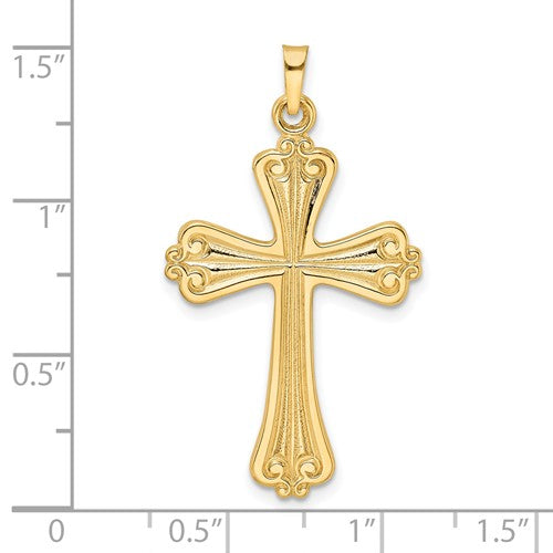 14k Polished Solid Fancy Cross