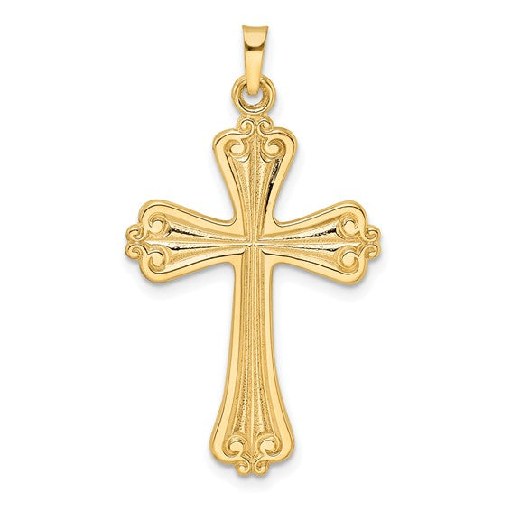 14k Polished Solid Fancy Cross